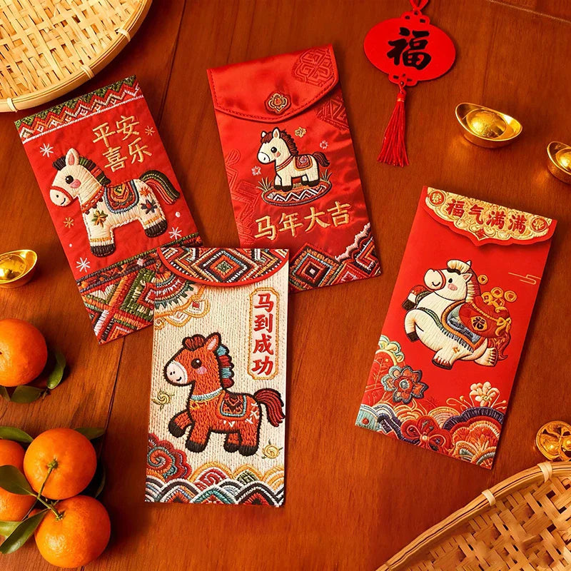 6pcs New Year Red Envelope Horse Year Red Envelope Chinese Spring Festival Hongbao Lucky Money Pocket 2026 New Year Decorations Zpaxo
