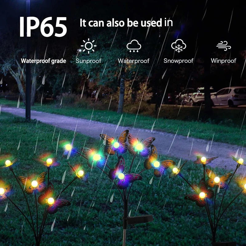 Solar Butterfly Lights Outdoor LED Firefly Light Waterproof Patio Zpaxo