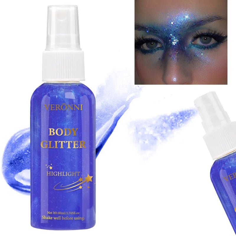 Glitter Hair Spray Shiny Sparkling Long Lasting,Full Body Glow Highlighter,Waterproof Hair Styling Spray Hair Makeup Cosmetics Zpaxo 03