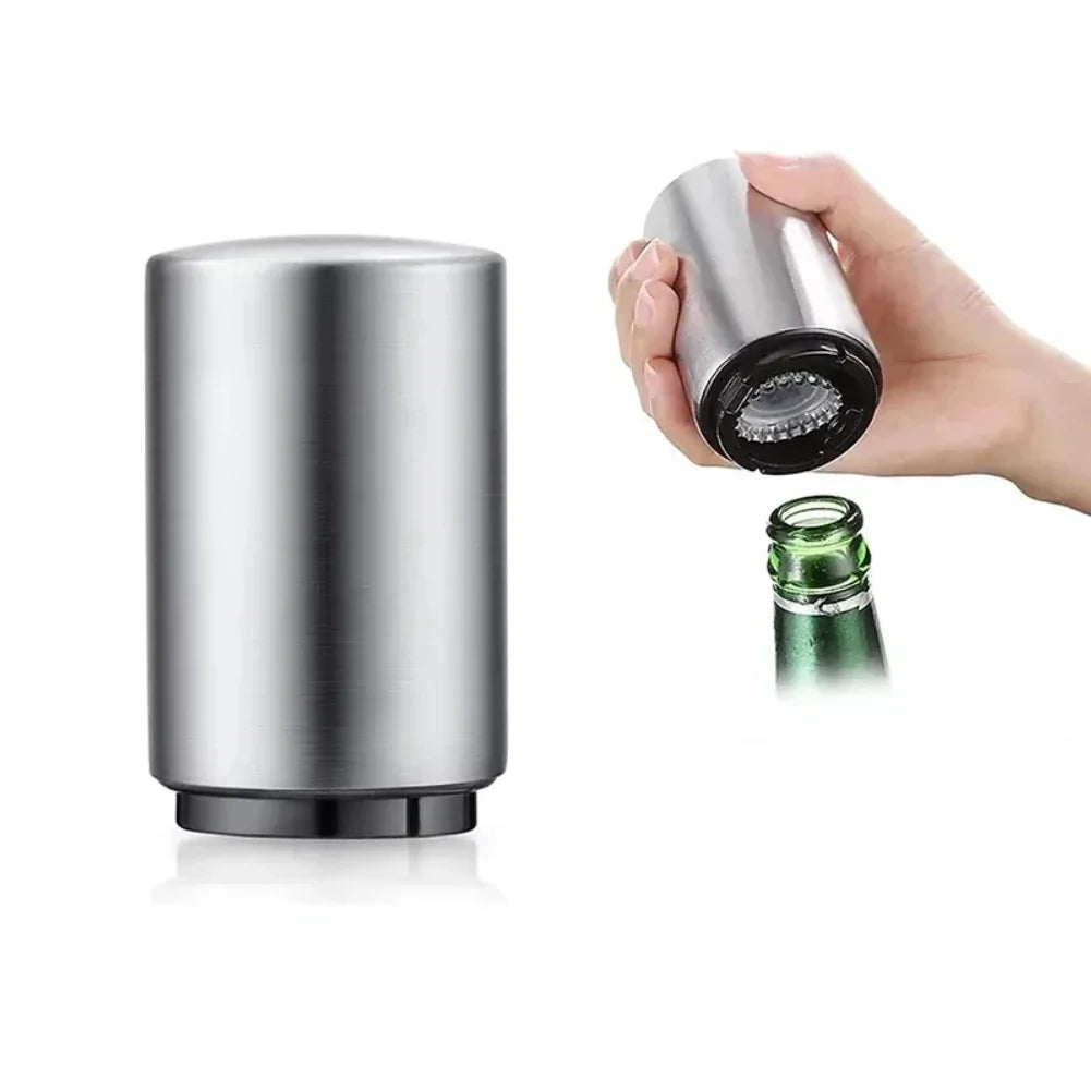 Magnetic Automatic Beer Bottle Can Opener Magnet Stainless Steel Push Down Opener Cool Kitchen Gadgets Accessories Zpaxo