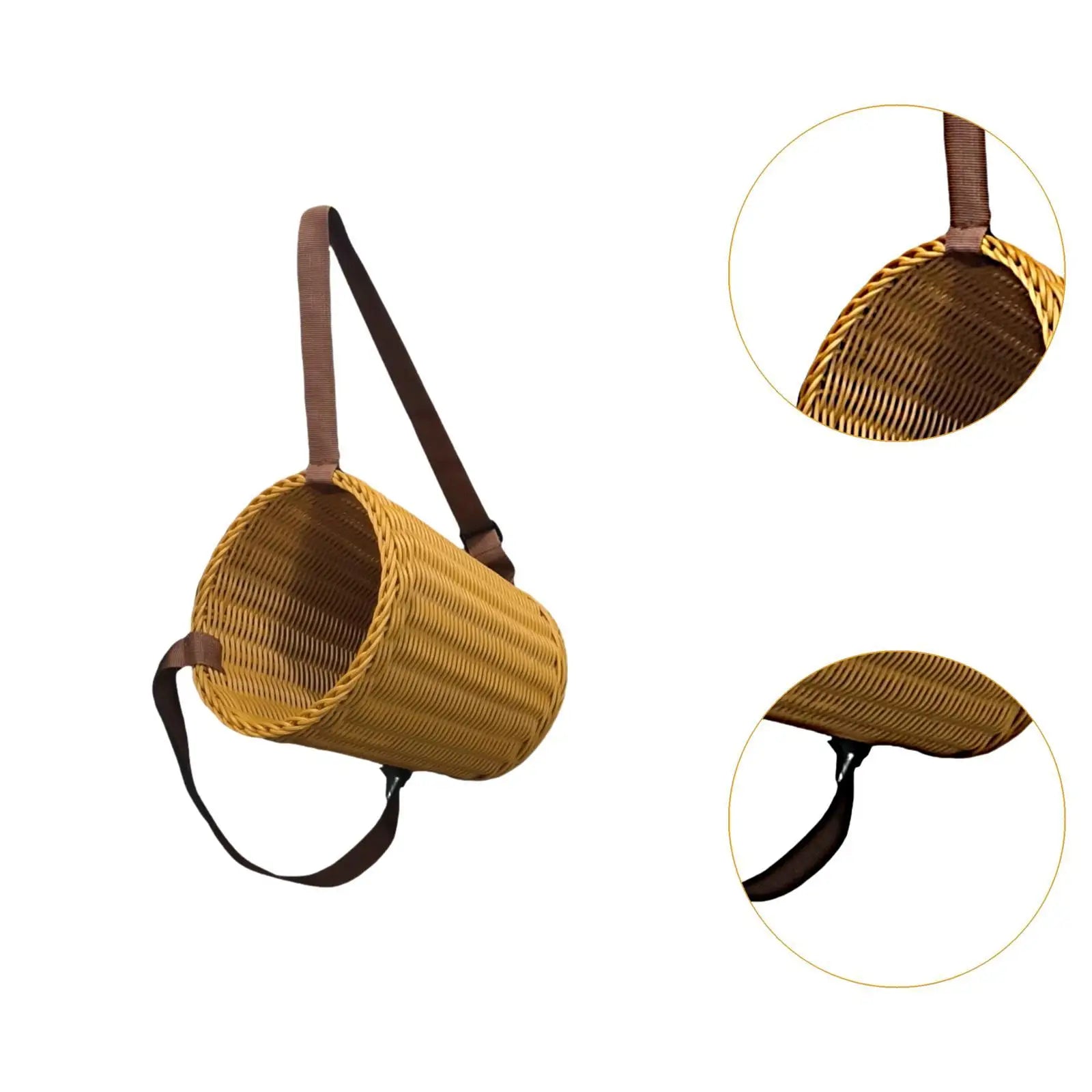 Handcrafted Children Basket with Shoulder Straps Handwoven Fruit Basket for Weekend Camping Harvesting Fruit Vacation Beach Zpaxo