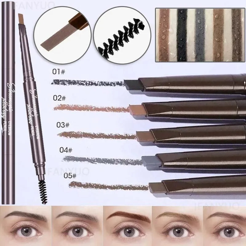 5 Colors Eyebrow Pencil Waterproof Long-lasting Double-headed Tattoo