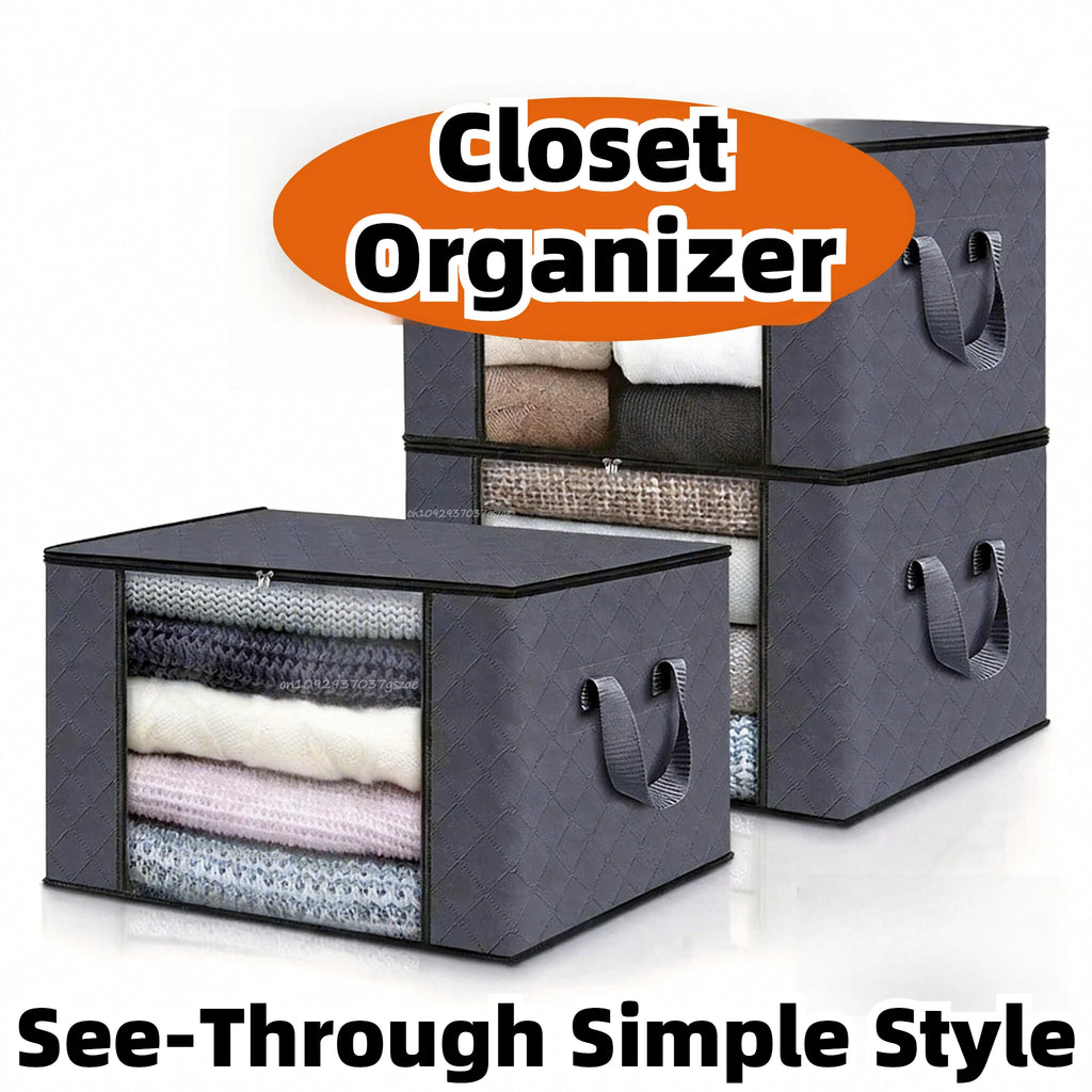 Clothing Storage Box Large Capacity Laundry Storage Organizers Transparent Clothing Storage Large Dust Zipper Closure Zpaxo