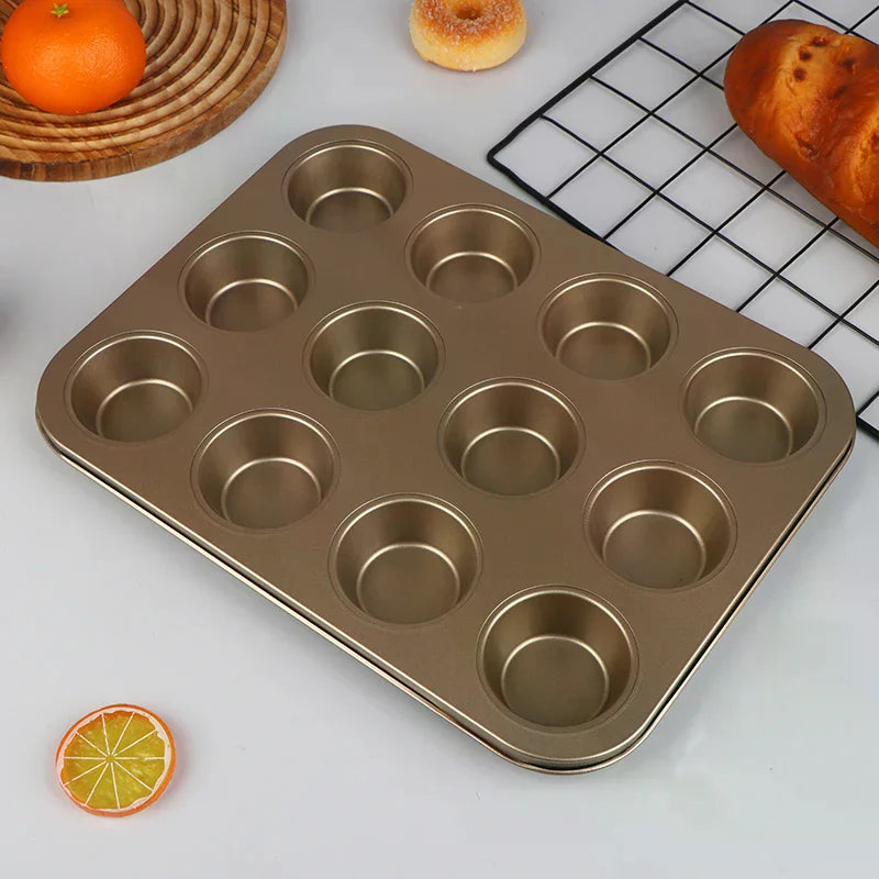 4/6/12 Cups Cupcake Pan Muffin Tray Cupcake Mold Muffin Pan Carbon Steel Baking Pan Non Stick Bakeware Microwave Cake Mould Zpaxo