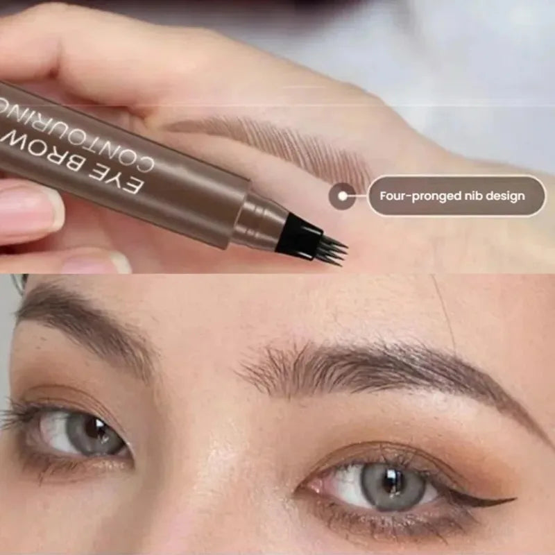 5 Colors Waterproof Eyebrow Pen 4 Split Tip Eyebrows Tattoo Pen Lasting Sweat Proof High Pigmented Liquid Black Brow Makeup Pen Zpaxo
