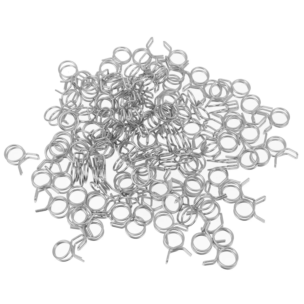 100Pcs Stainless Steel Clamp Strong Wear Resistant Hose Spring Clip for Garden Irrigation Water Pipe Air Fuel Vacuum Tube Zpaxo