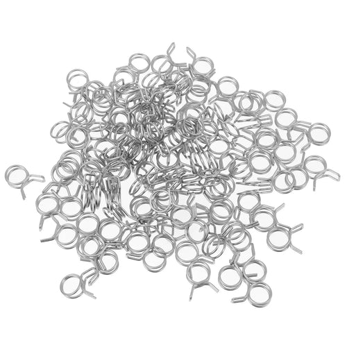 100Pcs Stainless Steel Clamp Strong Wear Resistant Hose Spring Clip for Garden Irrigation Water Pipe Air Fuel Vacuum Tube Zpaxo