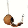 Parrot Natural Coconut Shell Bird Nest Climbing Ladder Cozy Hanging