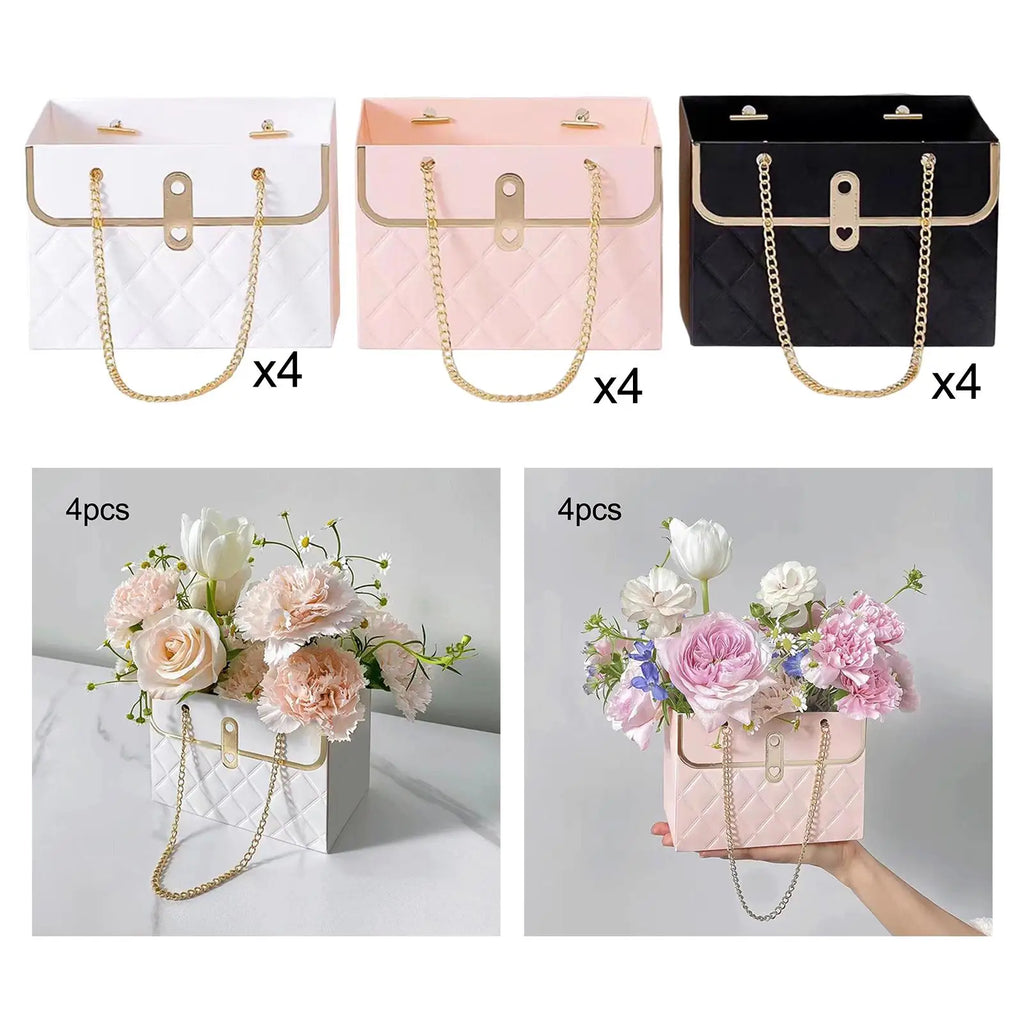 Paper Bouquet Packaging Box Decorative Handle Wrapping Bag Portable Zpaxo