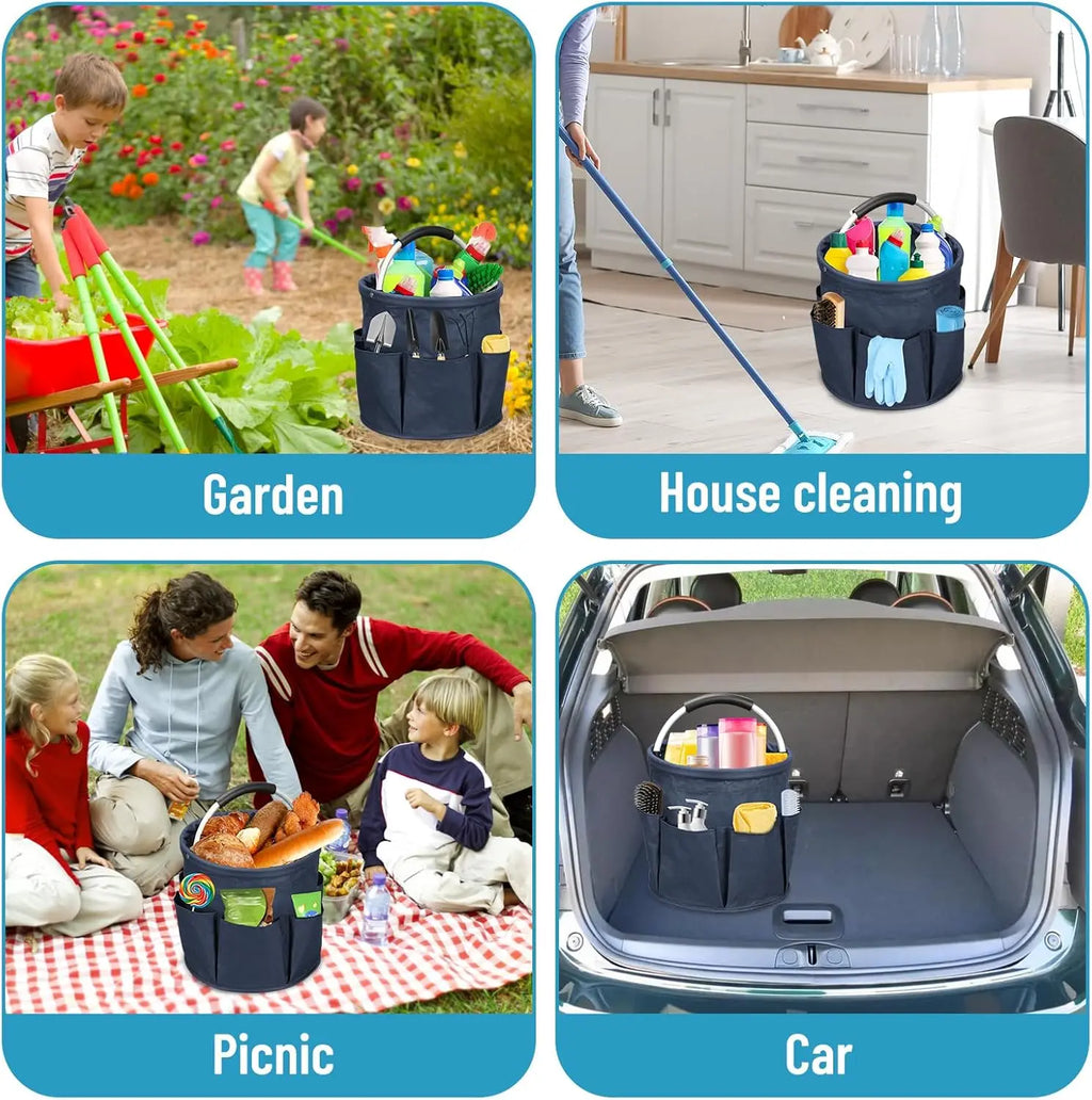 Portable Cleaning Caddy 17L Foldable Cleaning Bucket with Handle Organizer Bag for Towels Cleaning Tools Bathroom Kitchen Home Zpaxo