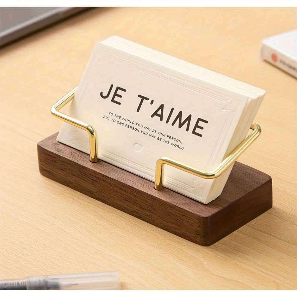 Single Black Walnut Beech Wood Business Card Holder Stylish High-end