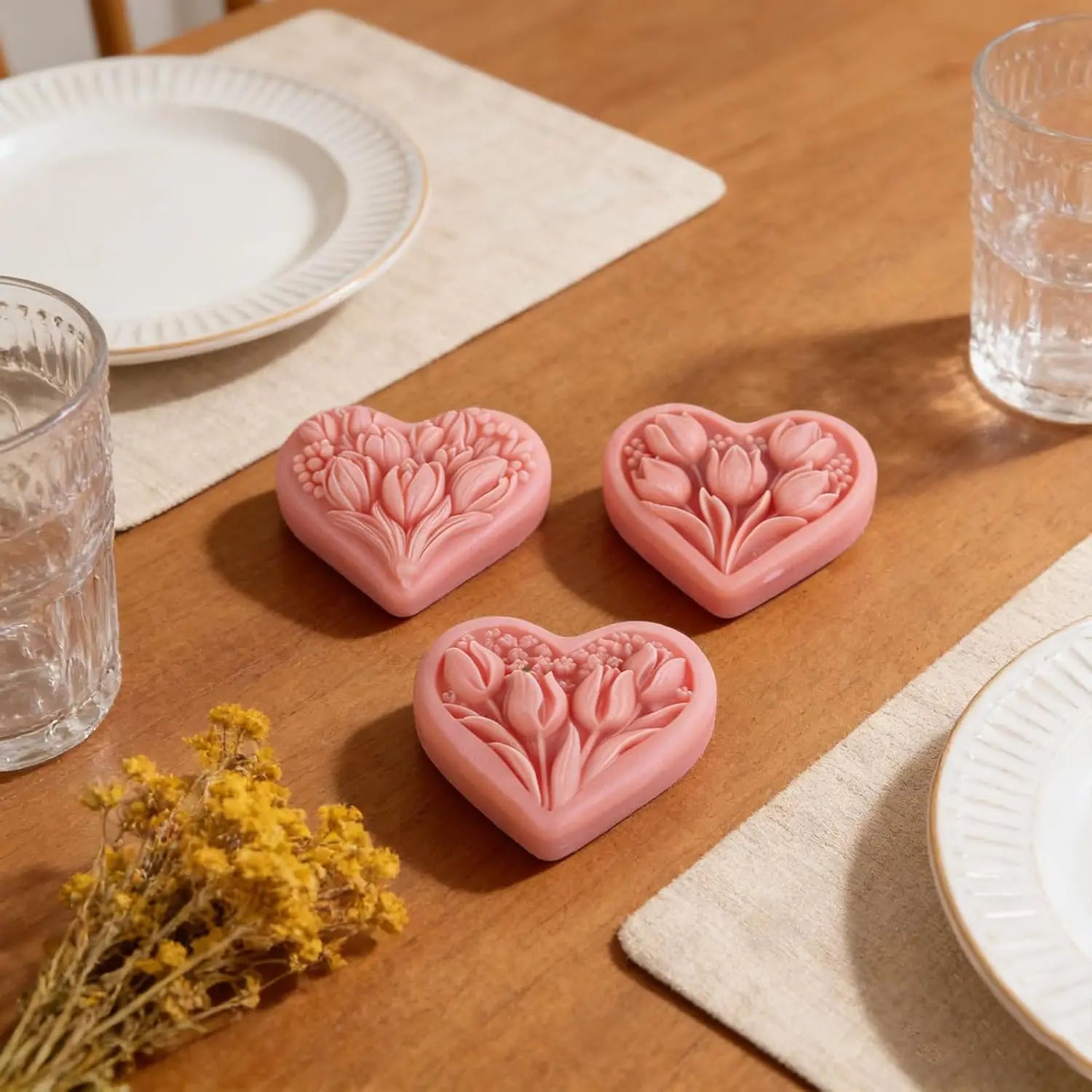 3D Tulip Heart Silicone Mold – Candle, Soap & Resin DIY Silicone Craft Mold Zpaxo