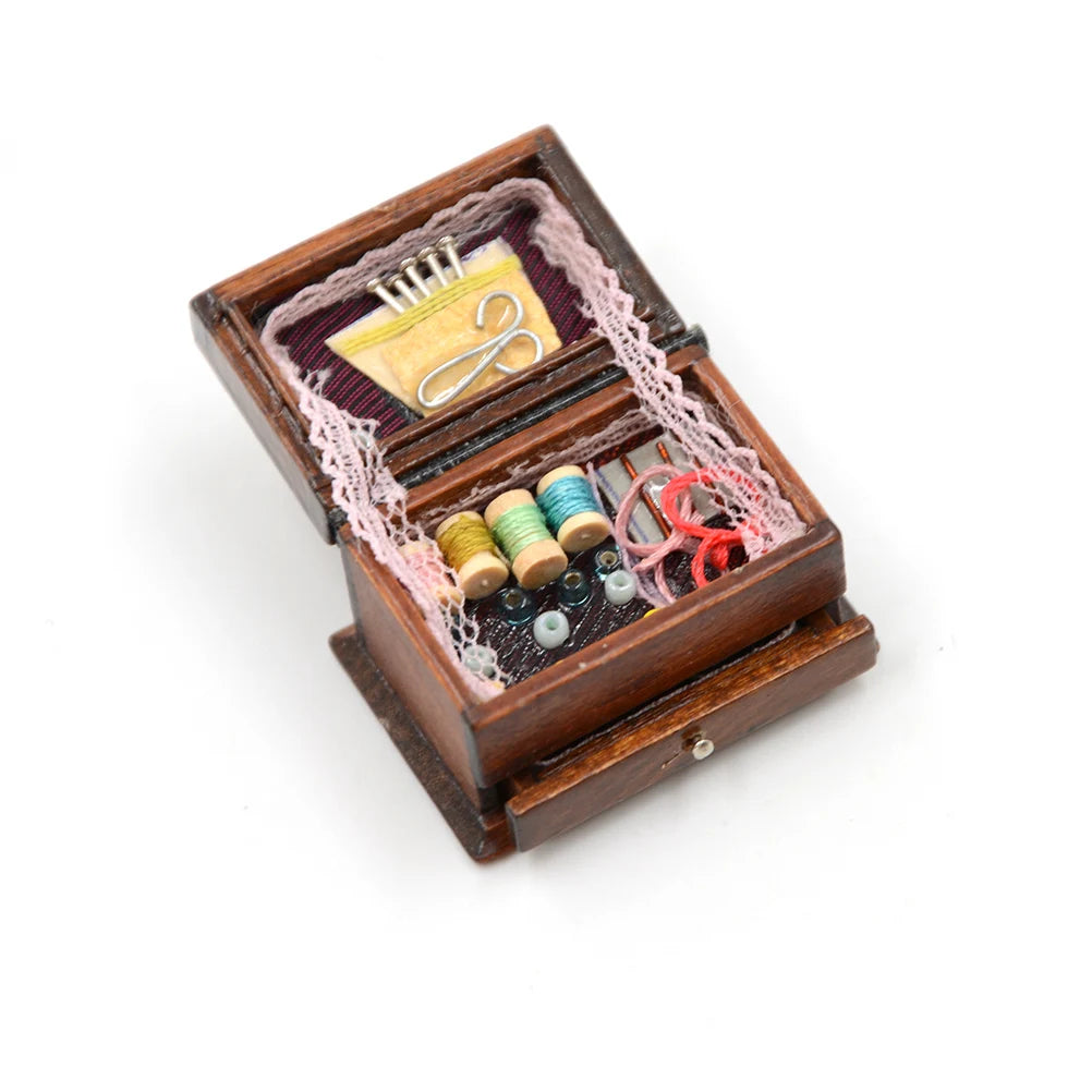 ▶Vintage Sewing Needlework Needle Kit Box 1:12 Dollhouse Miniature Mini Decor Zpaxo 1Pcs
