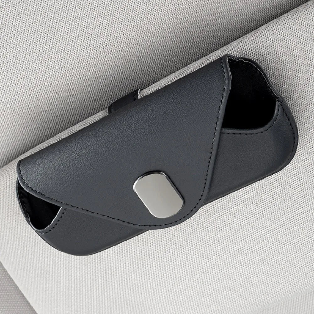 Fashion Clip-on Car Mounted Glasses Bag Convenient Magnetic Organizer Zpaxo Black
