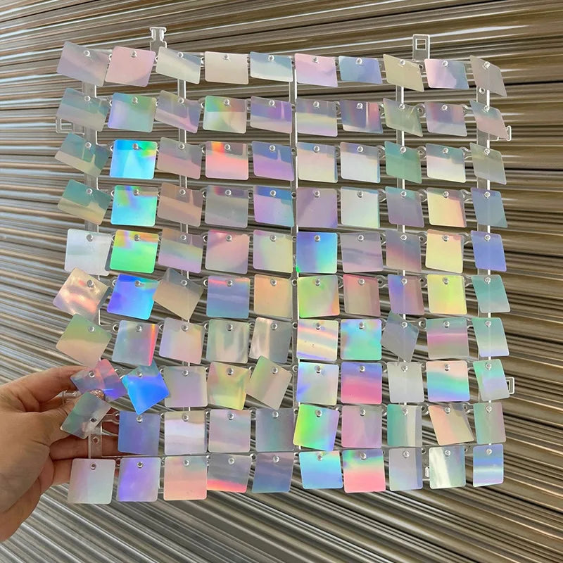 Colorful Glitter Square Shimmer Wall Backdrop Sequin Shiny Panels Zpaxo