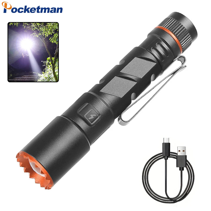 POCKETMAN 1600 Lumen USB Rechargeable Zoomable LED Flashlight