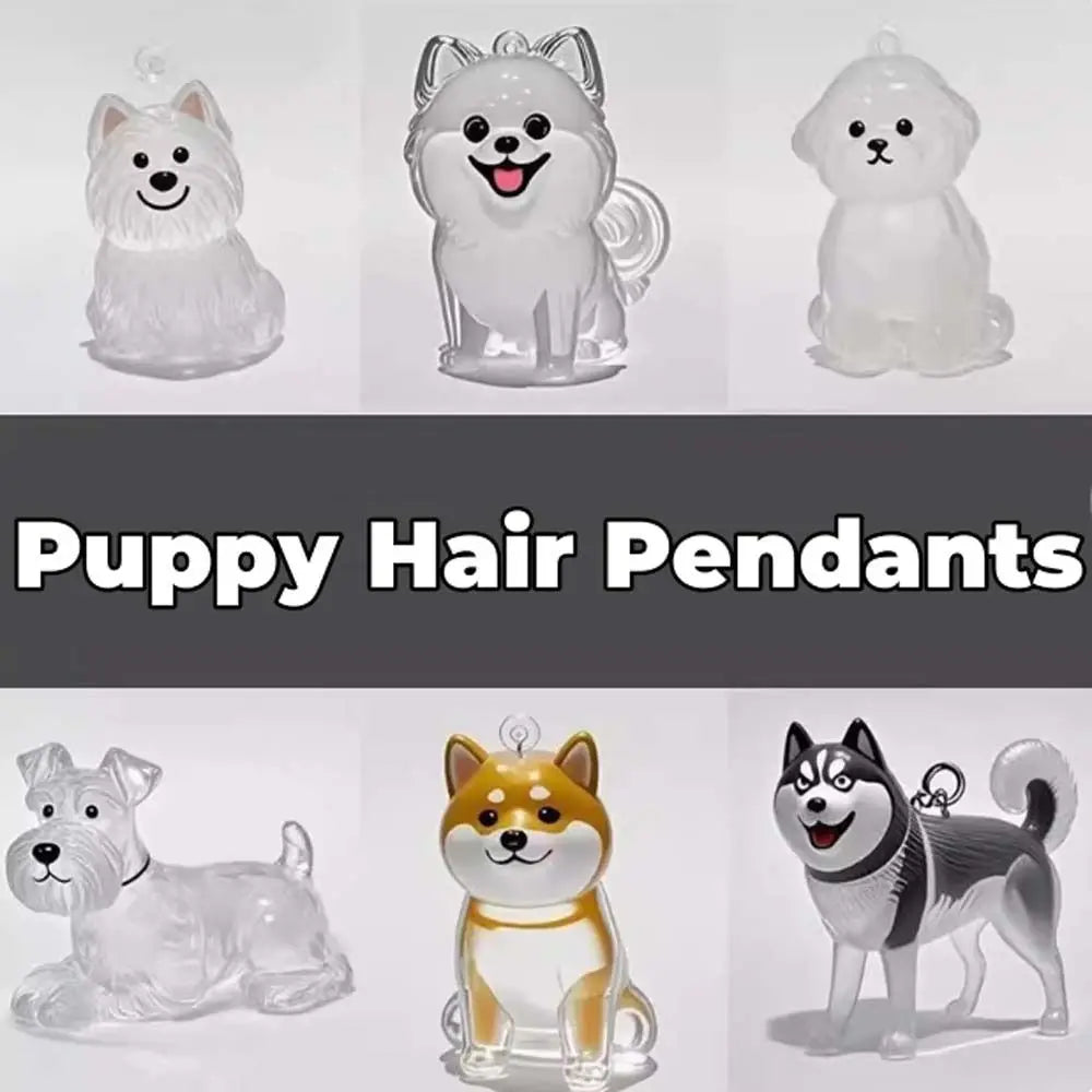 Dog Shape Hair Storage Box Transparent DIY Handmade Pet Keychain Zpaxo