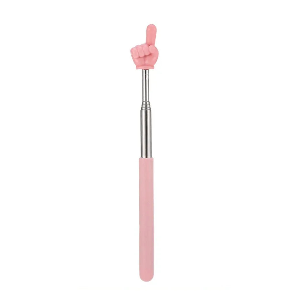 Stainless Steel Teaching Pointer Telescopic Rod Finger Design Teaching Stick Classroom Finger Pointer Teachers School Supplies Zpaxo A-Pink