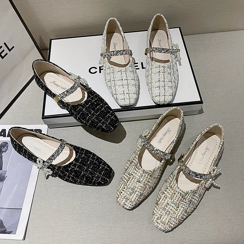 Flat Shoes for Women's Black Mary Jane Shoes Women's Shoes 2025 Spring Autumn New Style Thick Heel Square Toe Shallow loafers Zpaxo