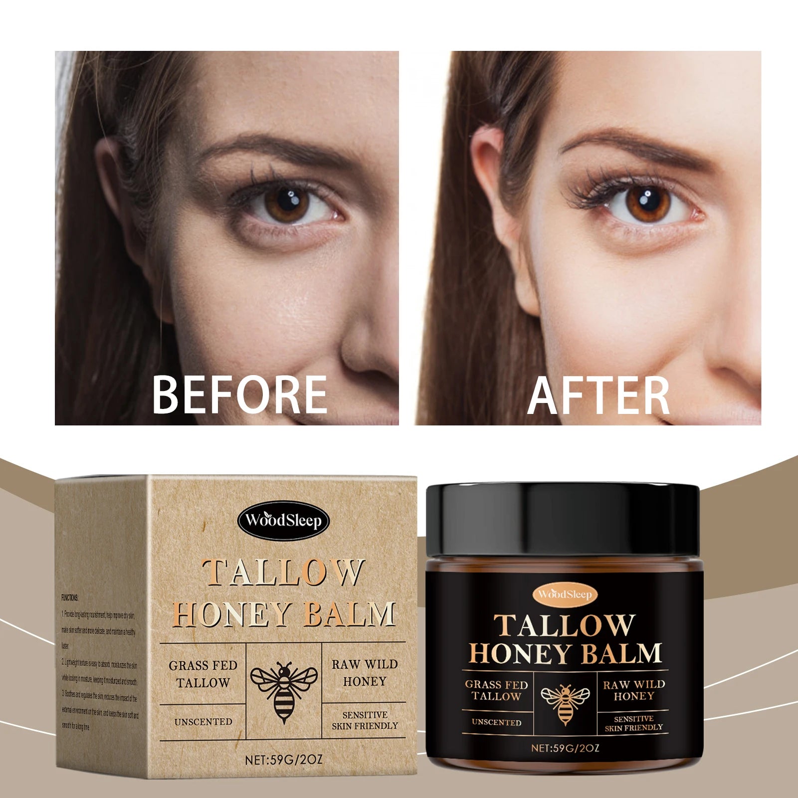 Tallow Honey Balm For Extremely Dry Skin Deep Moisturizing Nourishing Lightweight Fast Absorbing Face Hand Body Daily Care Zpaxo
