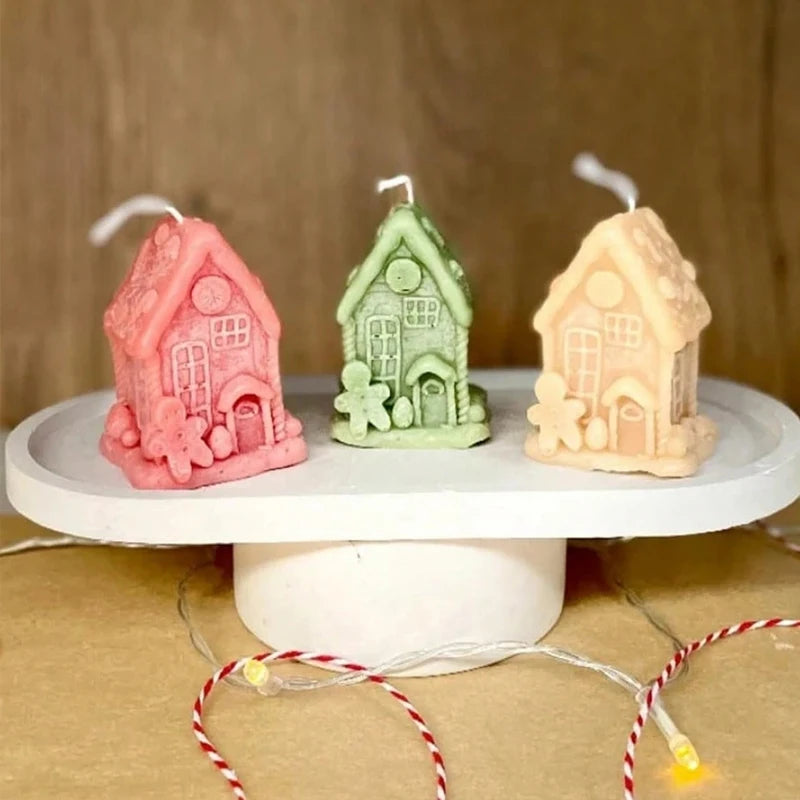 3D Christmas House Candle Silicone Mold Gingerbread House Aroma Soap Gypsum Plaster Crafts Mold Home Decor Christmas Gift Zpaxo