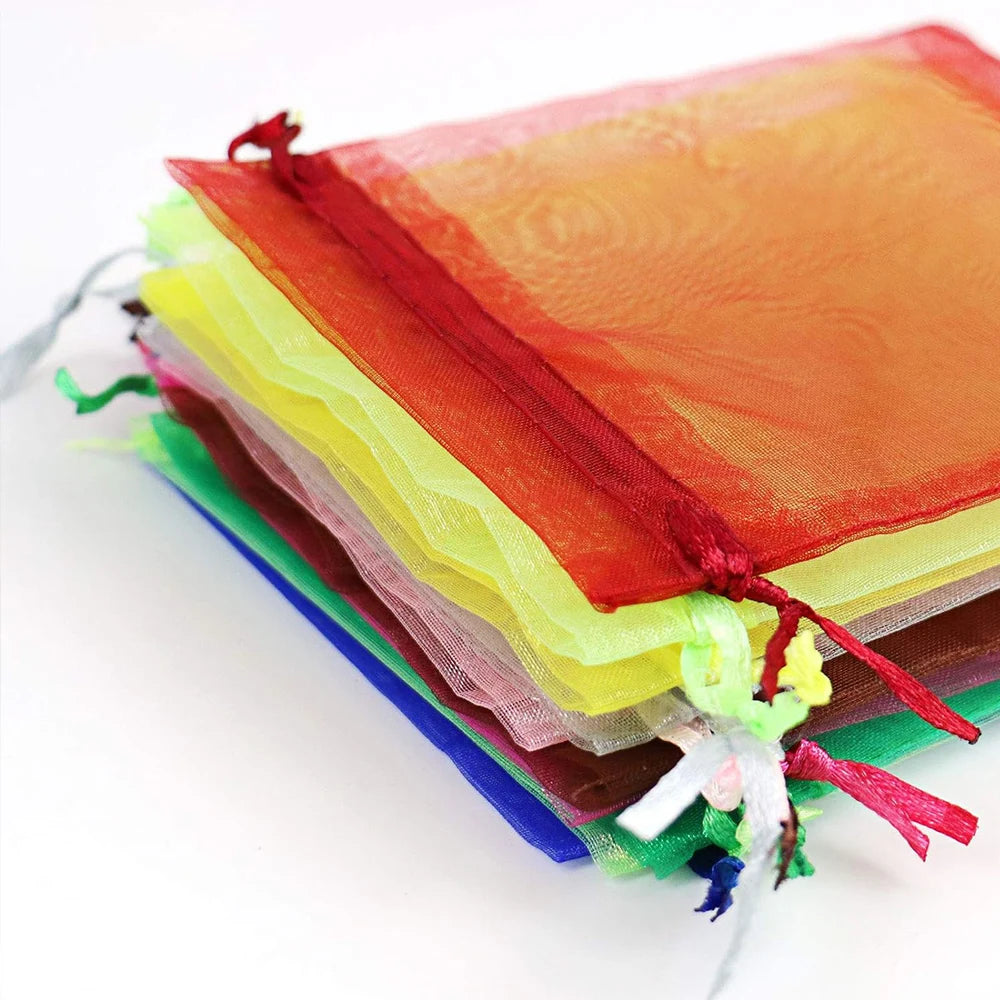 100Pcs Organza Bags 7x9cm Drawstring Mesh Jewelry Packaging Pouches Wedding Party Christmas Favor Candy Gift Bags Zpaxo