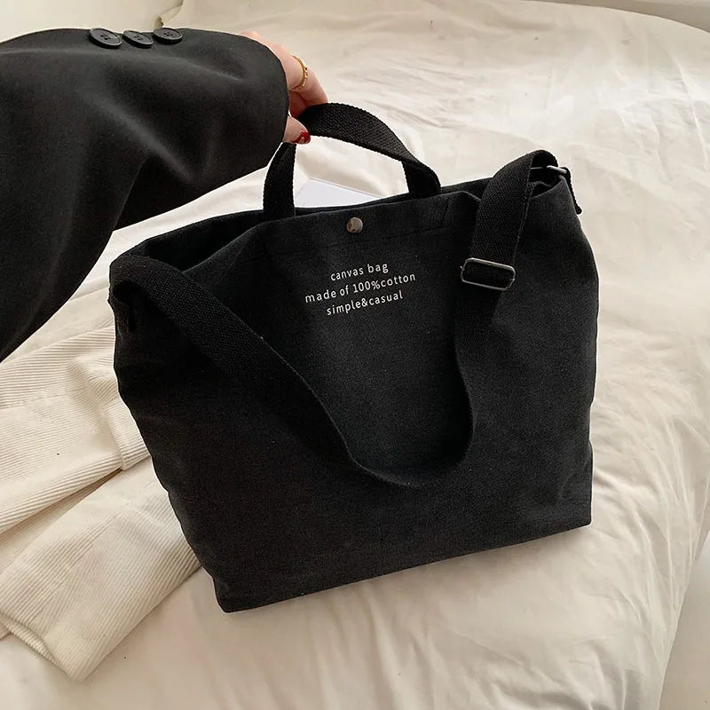 Creative Simple Solid Color Retro Canvas Shoulder Bag Large Capacity Crossbody Bag Female Student Handheld Tote Bag for Class Zpaxo