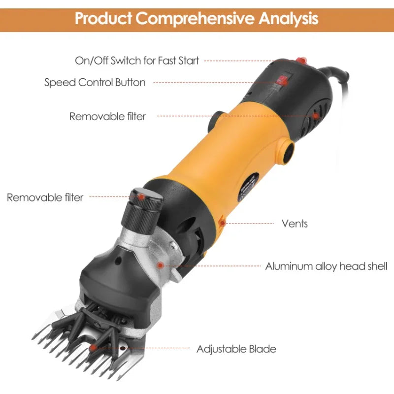 1000W Electric Professional Sheep Shears 6 Speeds Clippers Alpacas