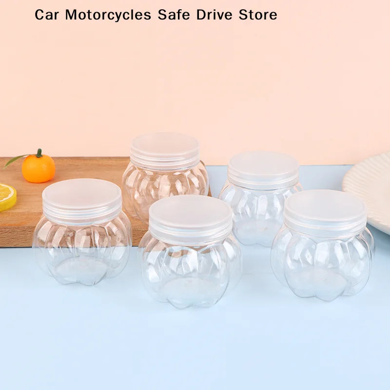Pumpkin Jar Transparent Plastic Lid Candy Cookies Grain Tea Seasoning