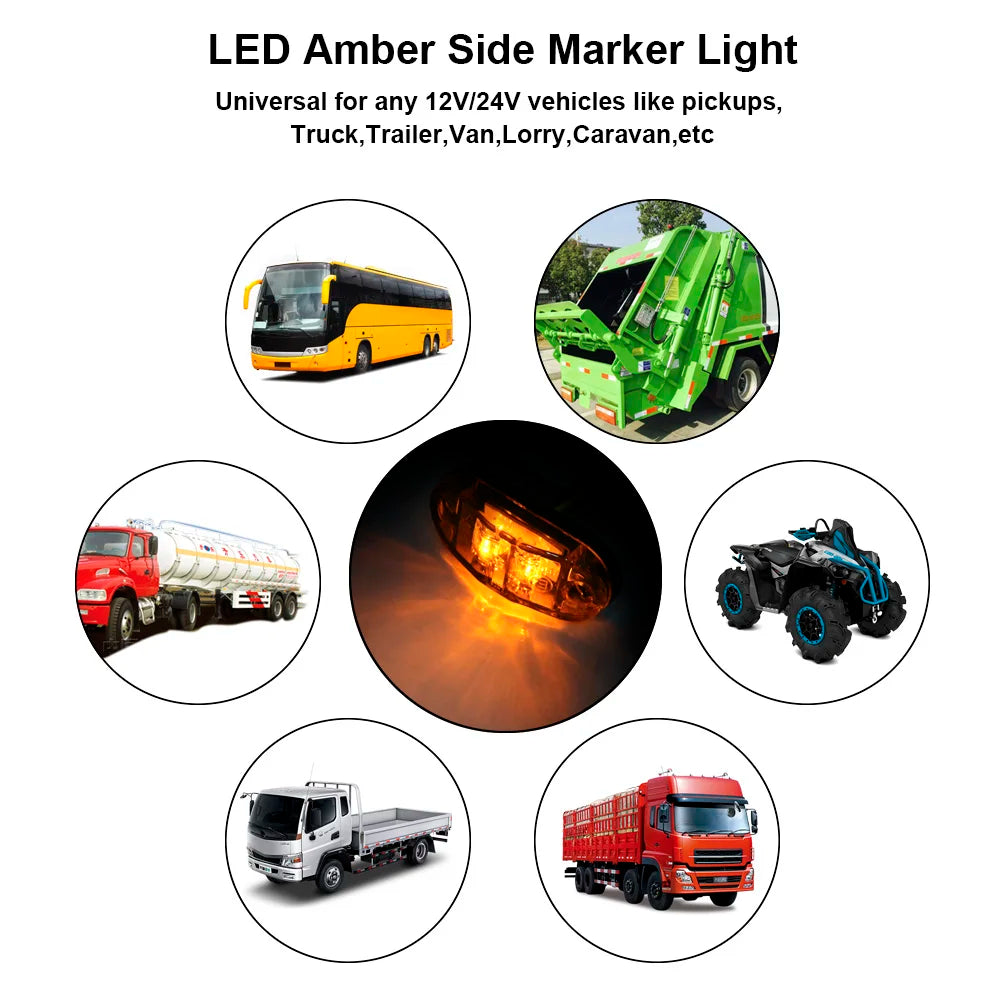 LED Side Marker Lamp Warning Lights Clearance Trailer Truck Caravan 1