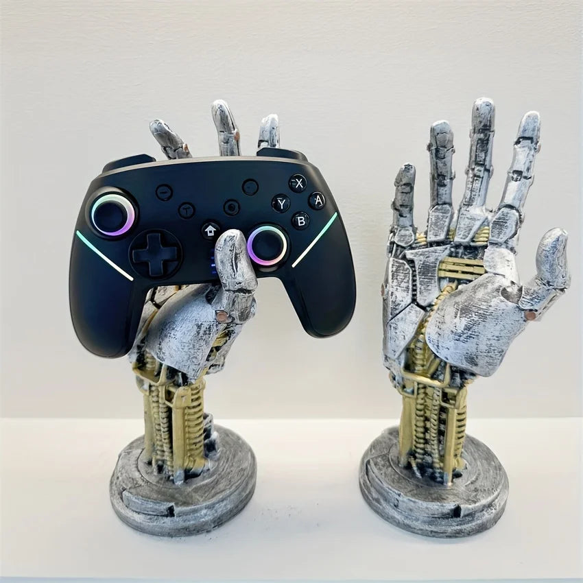 Cyberpunk Robotic Hand Ornament Gamepad Holder Ring String Desktop