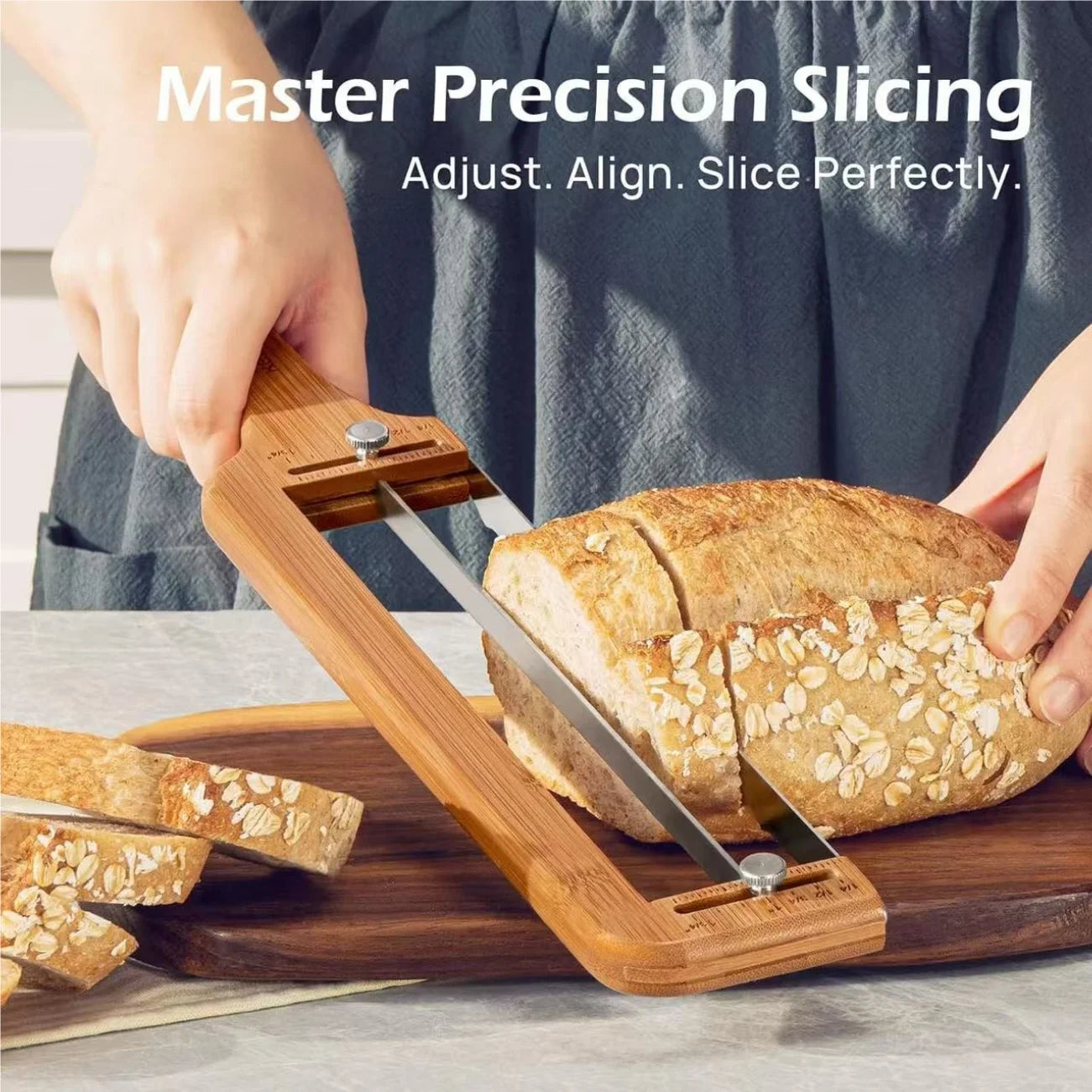 Bow Bread Cutter Manual Bread Slicer Wooden Bread Knife Adjustable/Non-adjustable Kitchen Portable Bread Cutting Slicer Tool Zpaxo
