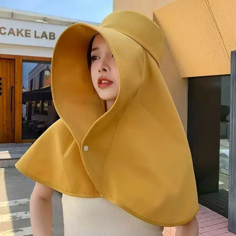 Elegant Wide-brim Shawl Sun Hat Summer Fashion Ideal Travel Beach Zpaxo yellow-1pc