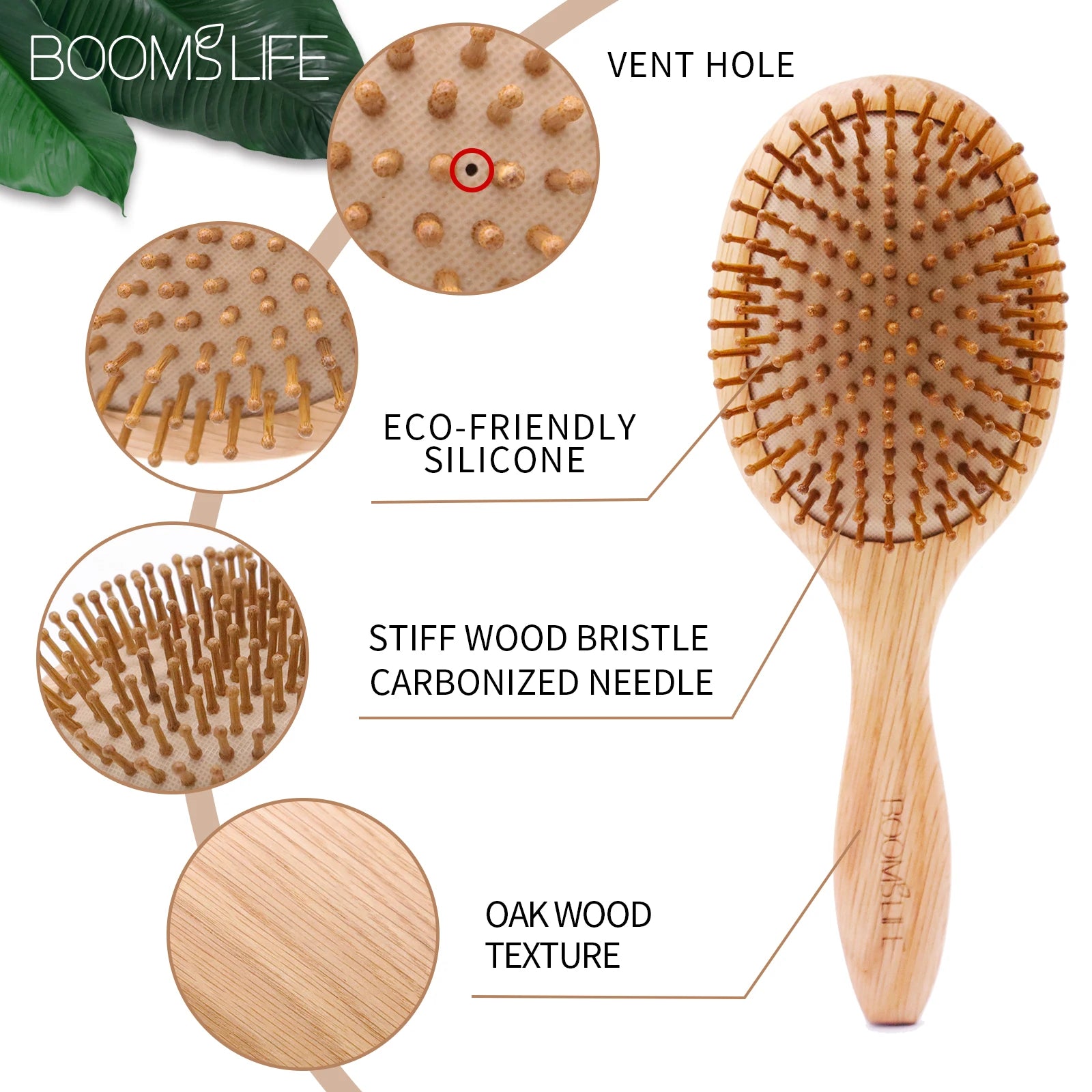 Natural Hair Brush Women Wide Tooth Hair Combs Healthy Paddle Cushion Massage Hairbrush Wooden Comb Hair Care Barber Accessories Zpaxo