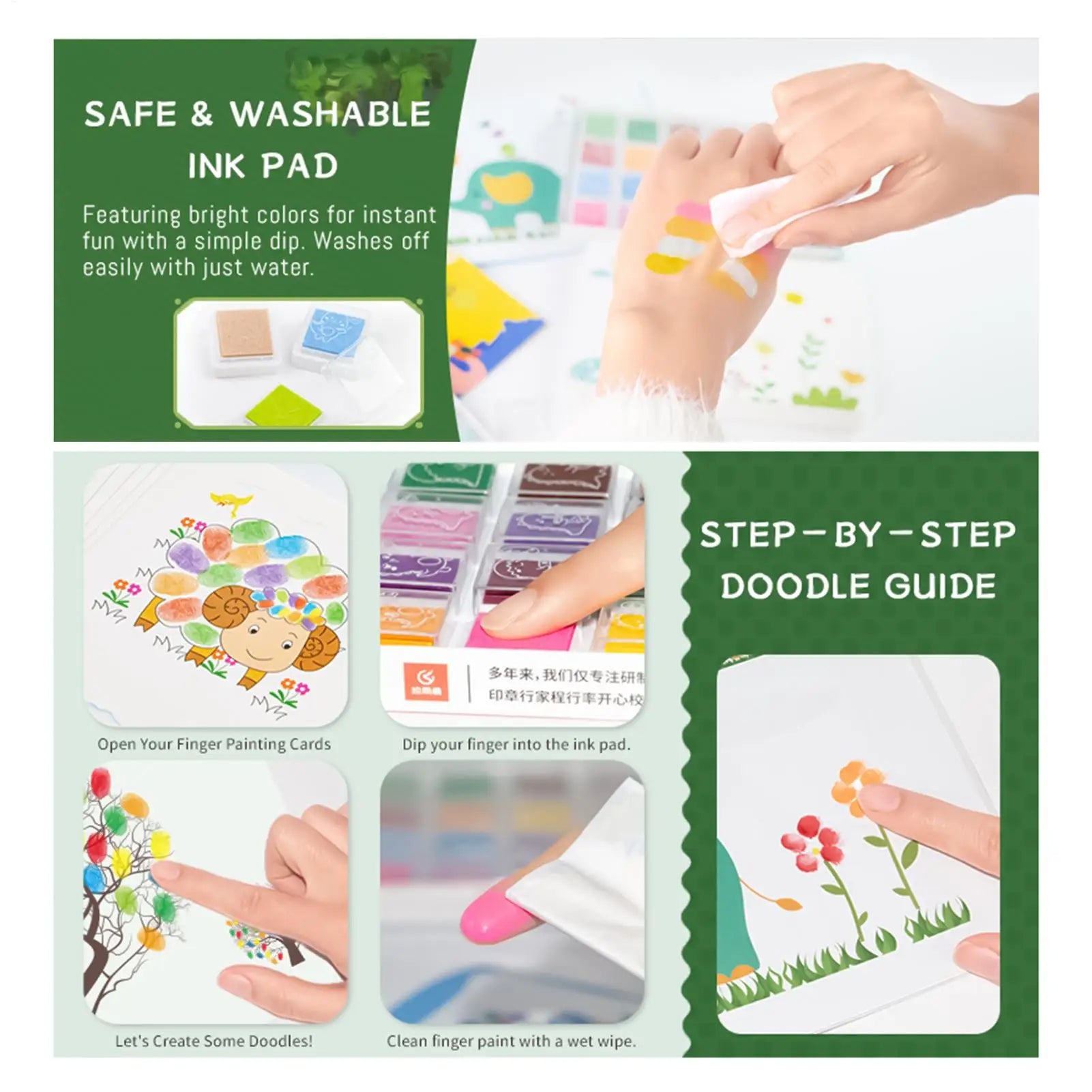 Finger Paint Paper 12-Color Educational Washable Kids Drawing Pad Art Zpaxo