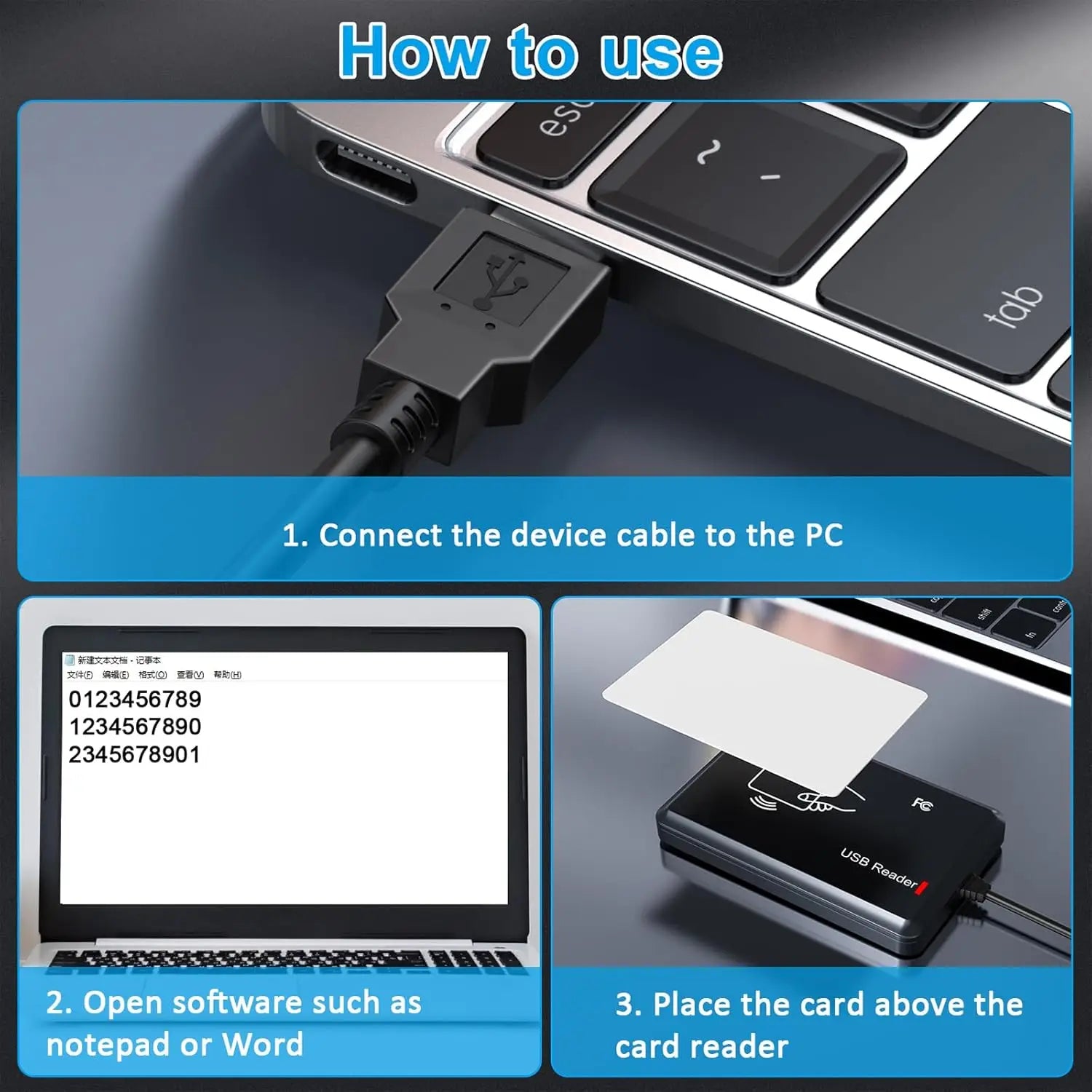 Smart RFID Card Reader 125KHz 13 56MHz ID IC Dual Frequency Access Zpaxo