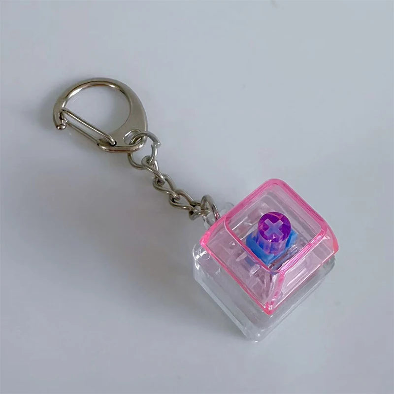 Unique Clear LED Mechanical Keyboard Keychain Miniature Stress Relief Zpaxo