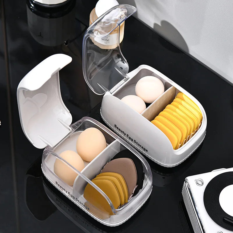 Makeup Egg Storage Box Cover Dustproof Dressing Table Lipstick Air Cushion Storage Rack Divided Portable Powder Puff Storage Box Zpaxo