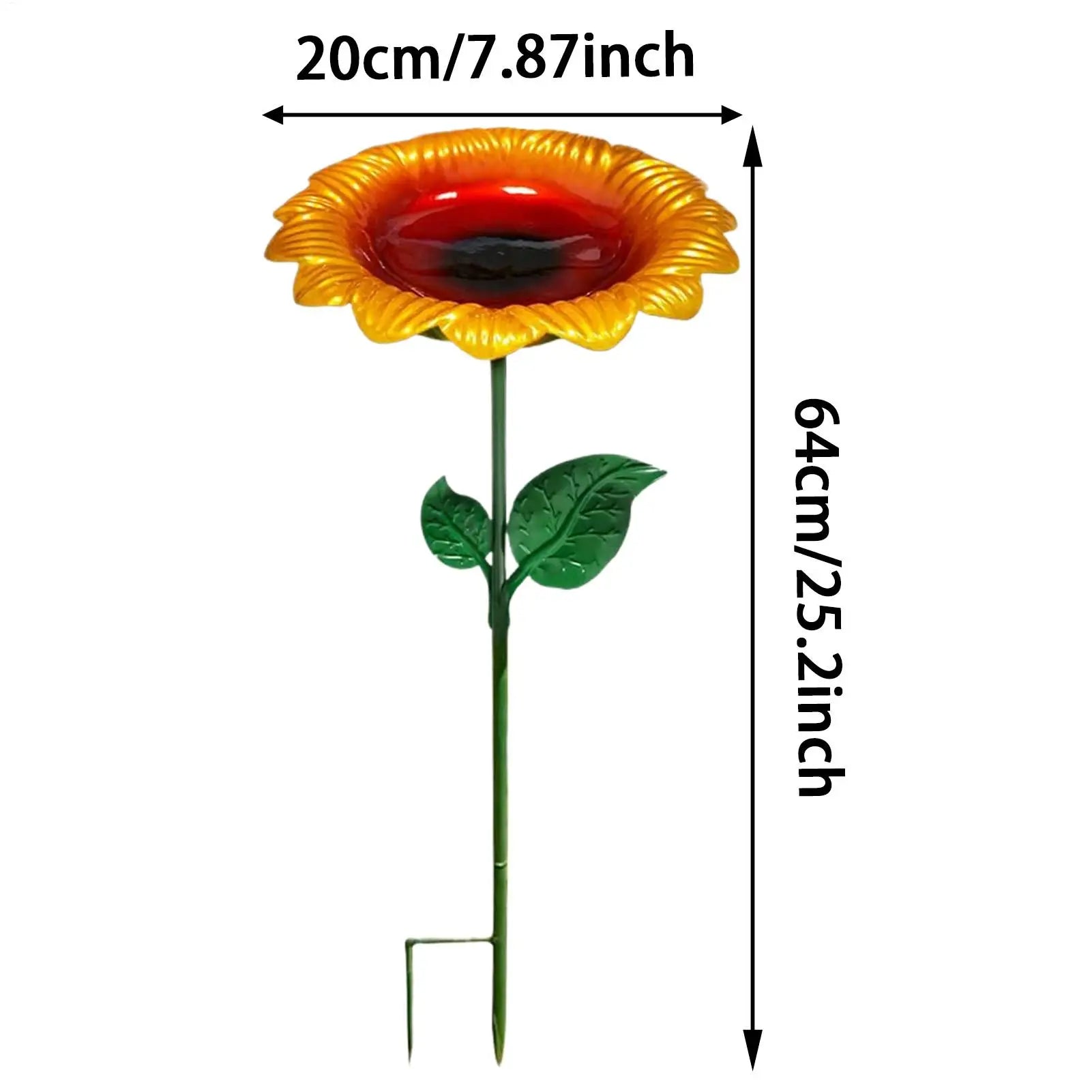 Bird Bath Stake Metal Garden Decor Feeding Bowl Hummingbird Finch