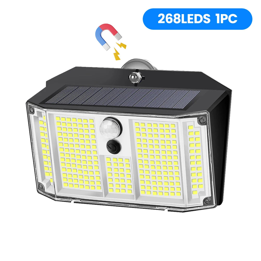 Magnetic Solar Lights Outdoor 268LED Motion Sensor Lights IP65 Waterproof Magnetic Outdoor Camping Lighting For Step Porch Zpaxo 268LED-1PC