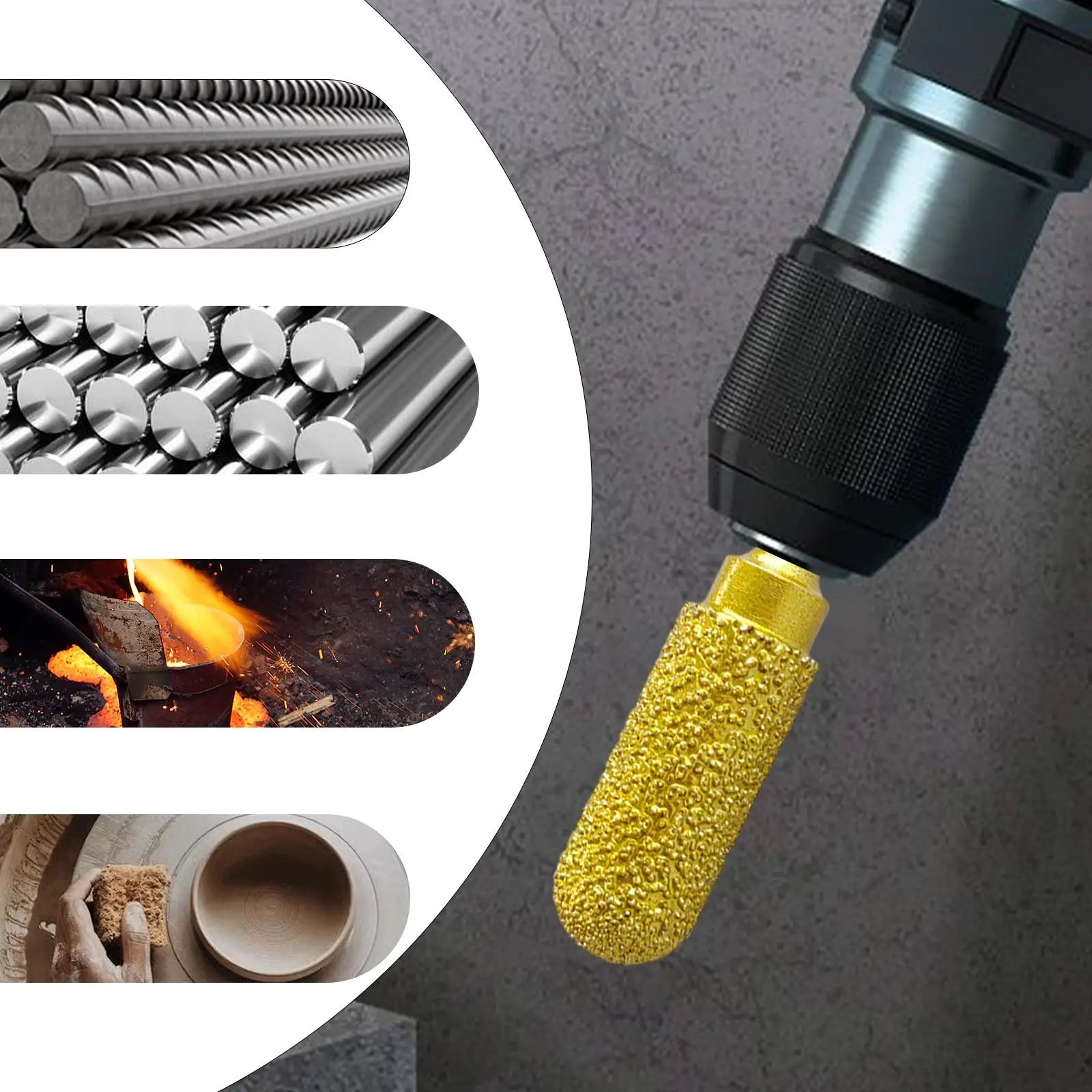 Diamond Grinding Burr Drill Bit 60mm Long Universal Rotary Tool Grinding Bit for Engraving Polishing Stone Carving Metal Zpaxo 13mm