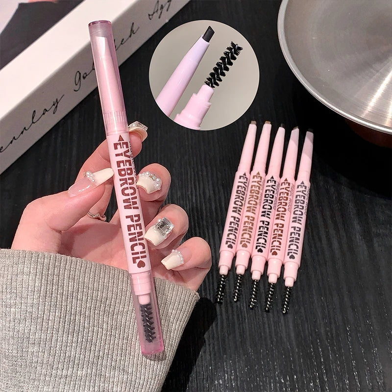 2 in1 Eyebrow Pencil 6 Colors Waterproof Eyebrow Tattoo Brush Long Lasting Eyebrow Pen Professional Cosmetics Makeup for Women Zpaxo