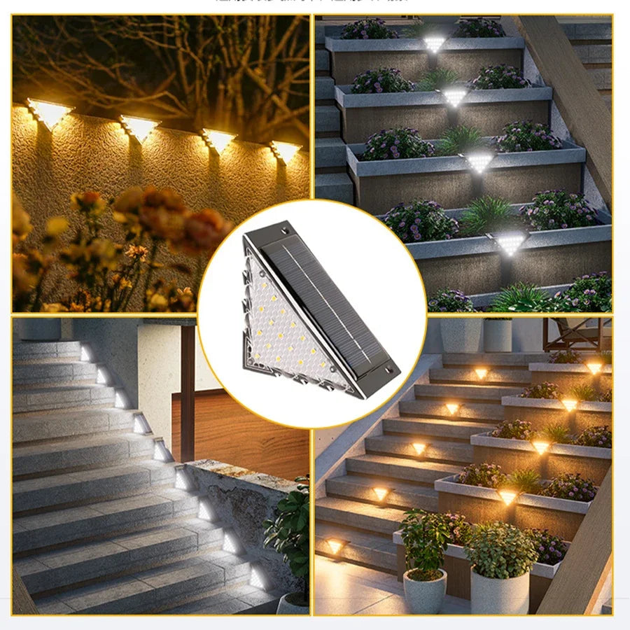 Solar Step Lights Outdoor IP45 Waterproof LED Stair Deck Patio