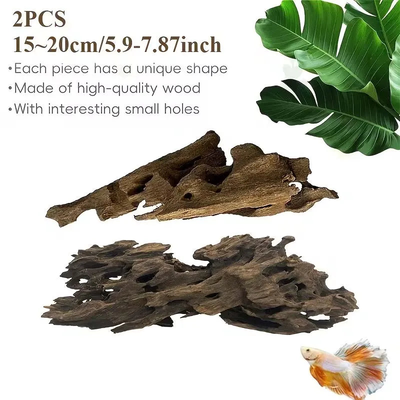 Natural Driftwood Aquarium Decor – Shrimp & Fish Tank Ornament Aquarium Driftwood Decor Zpaxo 2PCS 15-20CM