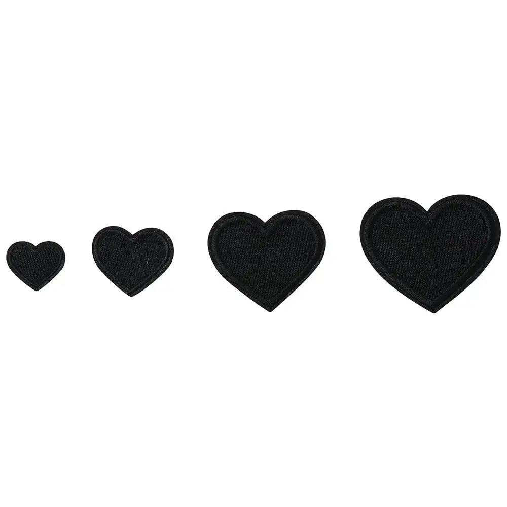 40-Pack Embroidered Heart Iron-On & Sew-On Patches – 4 Sizes