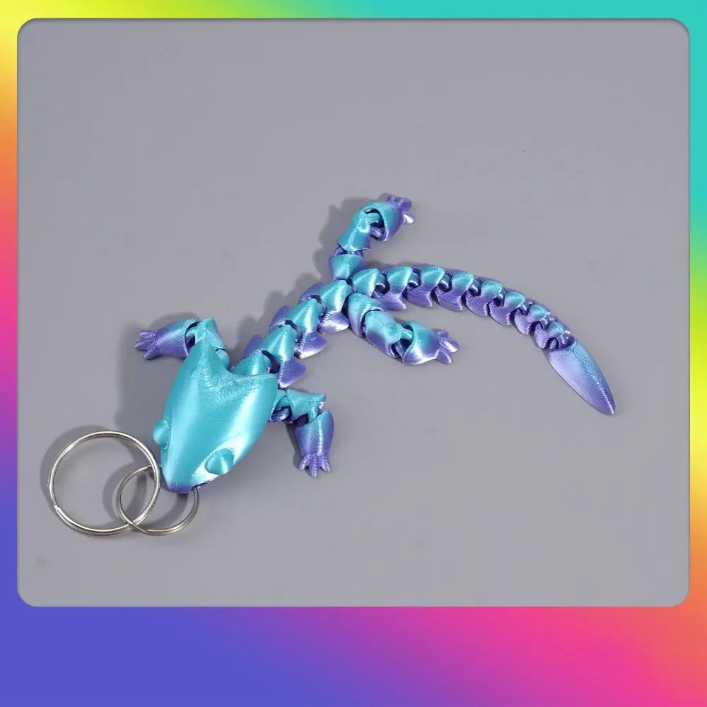 3D Printed Chinese Dragon Keychain Fidget Cartoon Adjustable Body Joints Pendant Mini Charms Articulated Dragon Lizard Zpaxo