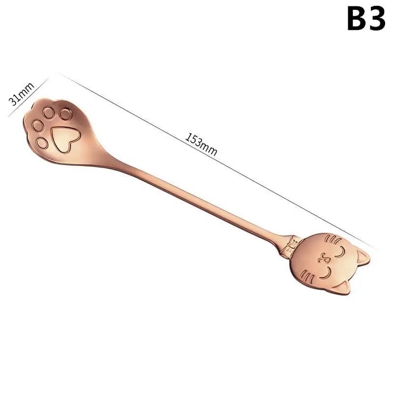 Cute Cat Paw Teaspoon 304 Stainless Steel Coffee Spoon Ice Cream Zpaxo B3