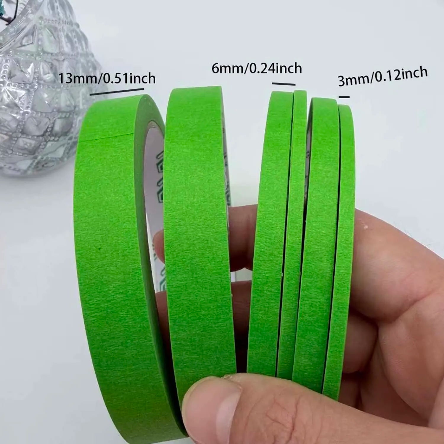 3/6 Rolls 3size Colorful Paper Masking Painters Tapes Painting Labeling Arts Crafts,Removal for Crafts, Labeling,DIY Decorative Zpaxo 6pcs green