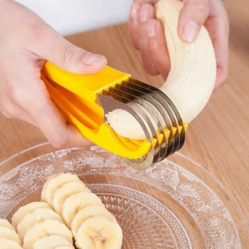 Stainless Steel Banana Slicer, Kitchen Ham Sausage Fruit Slicer, Daily Dining Kitchen, Salad Platter, Ring Cutter, Fruit Slicer Zpaxo