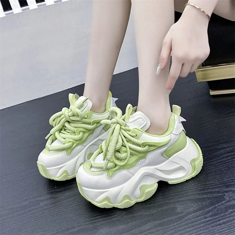 CINESSD Fashion Sneakers Women Autumn Hidden Heel Platform Sports Dad Zpaxo